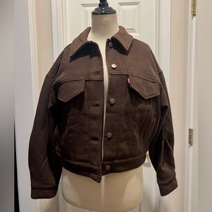 NWT Levi’s Premium Wool Baby Bubble Oversized Trucker Jean Jacket Small